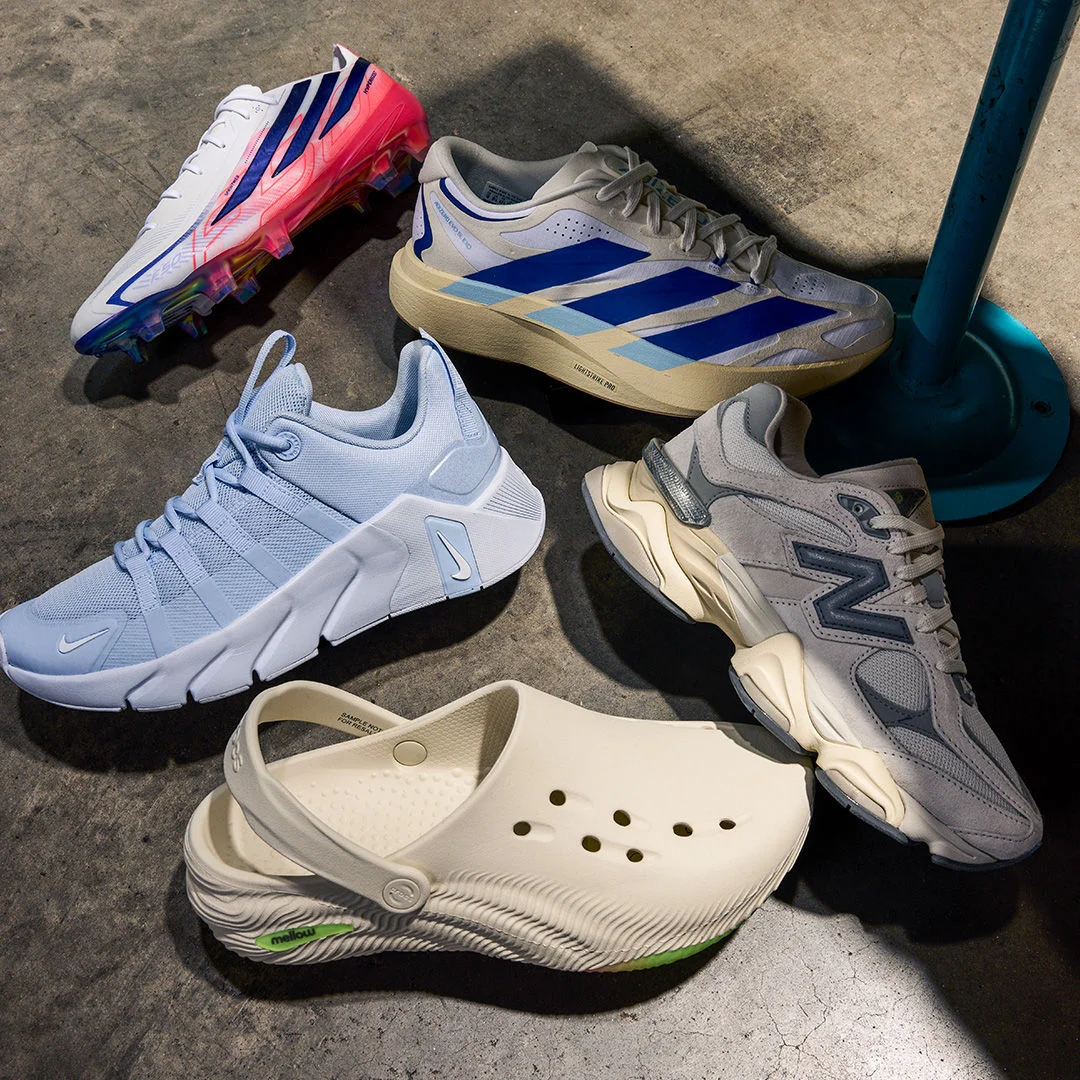 Footwear in studio environment.