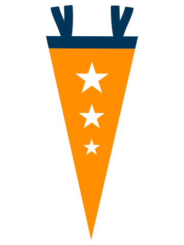 Orange pennant flag. 