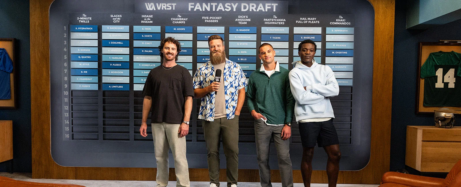 A group of men in VRST apparel