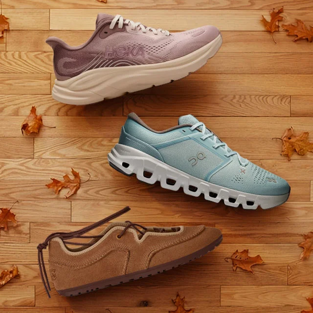 Footwear on fall background.