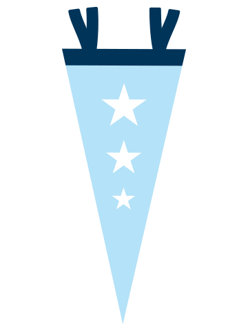 Light blue pennant flag. 