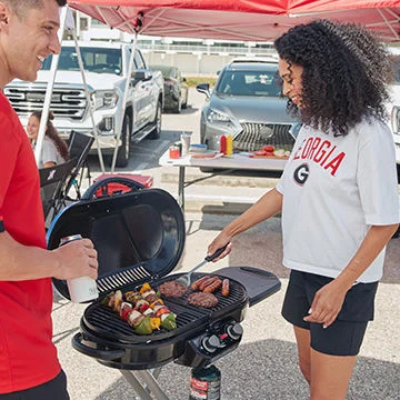 Tailgating in team gear.