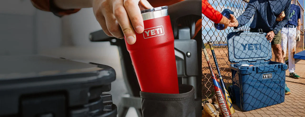 YETI drinkware and coolers.