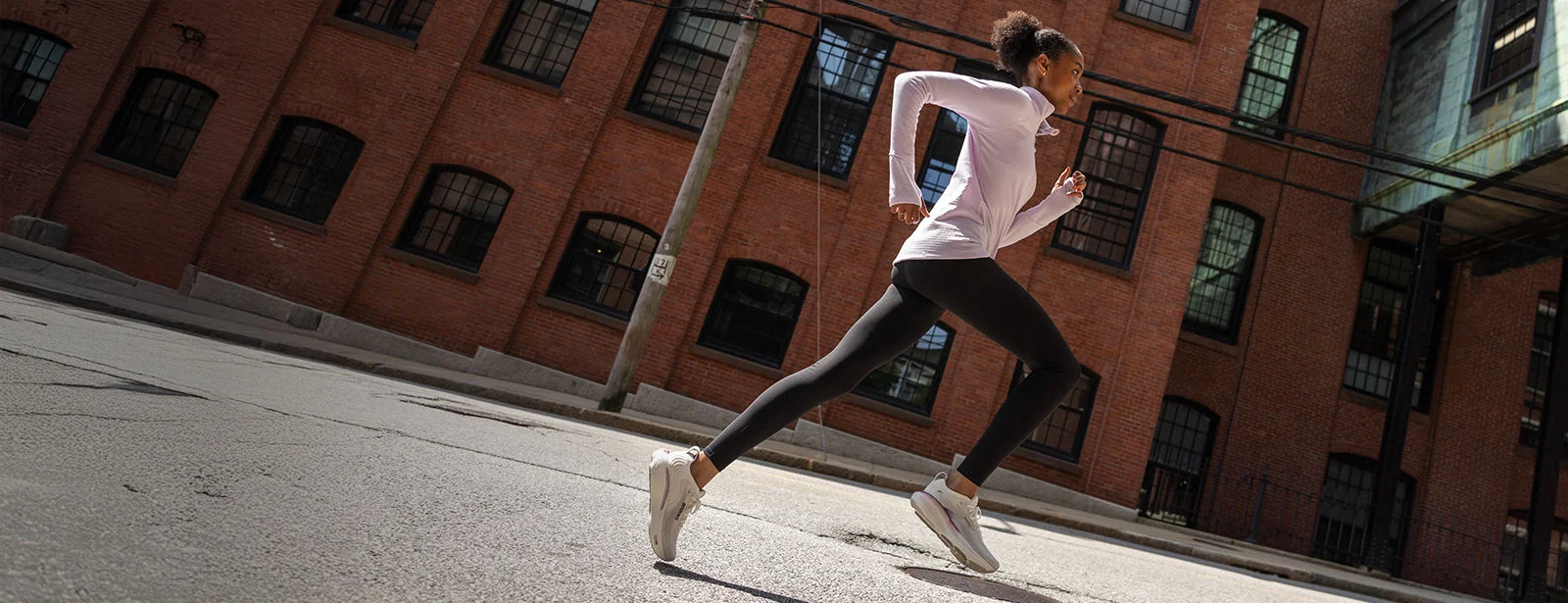 Woman running outside. 