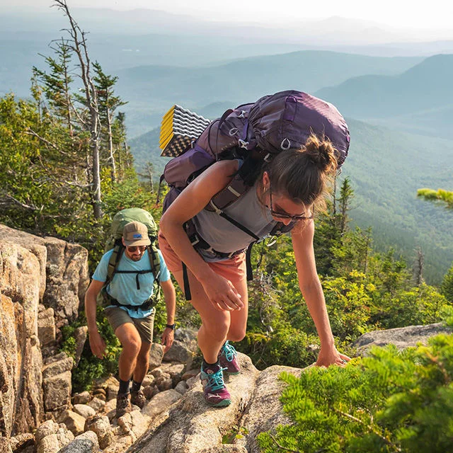 Two people backpacking.