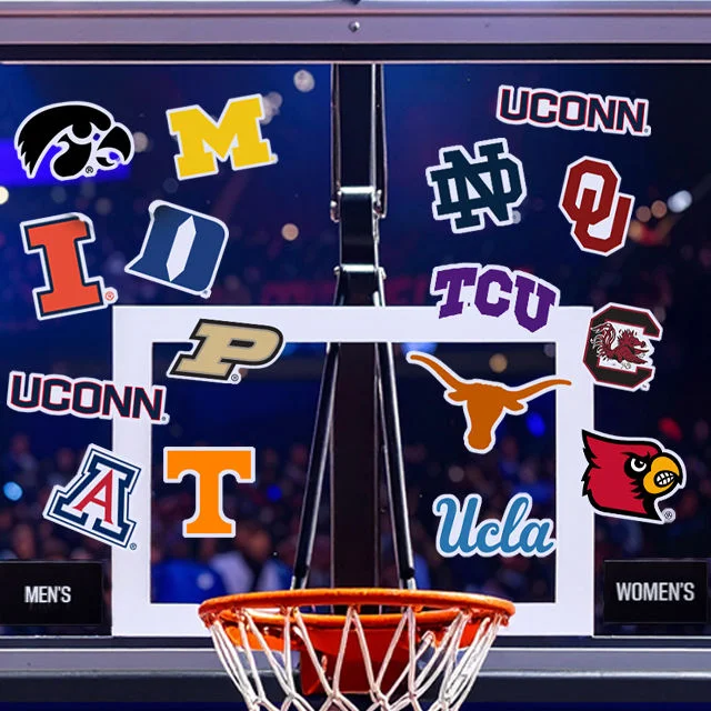 Basketball board with NCAA logos.