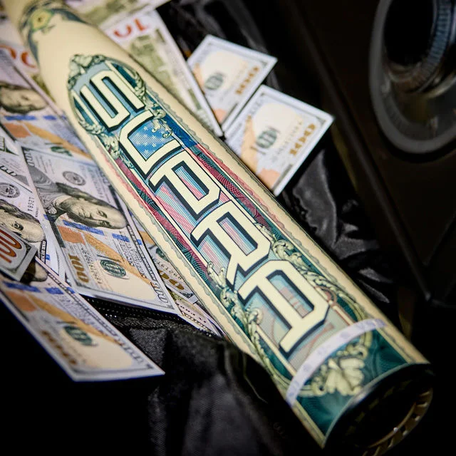 Cash themed baseball bat.