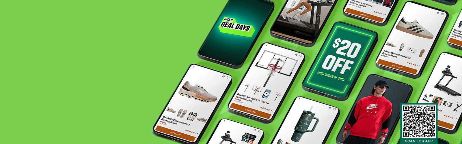 $20 Off Your Order of $100+. Mobile App phone screens.