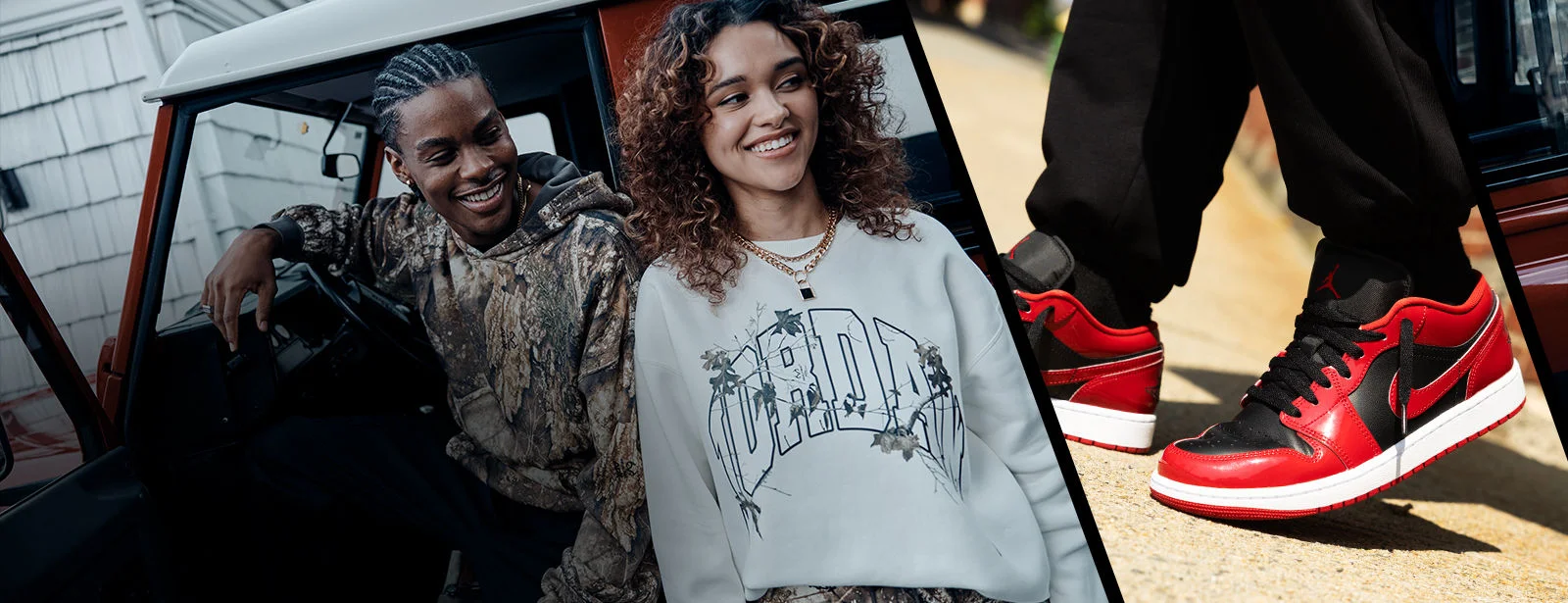 People wearing Jordan clothes and shoes. 