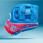 Blue and pink Wilson baseball glove