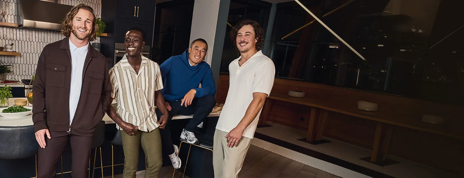 A group of men wearing VRST apparel