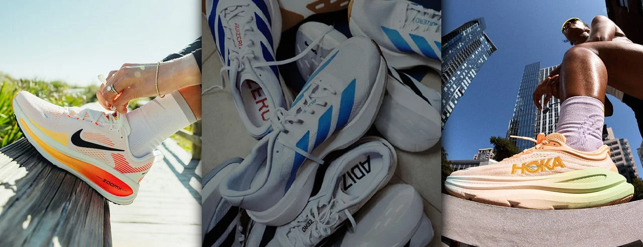 Collection of running shoes from top brands 