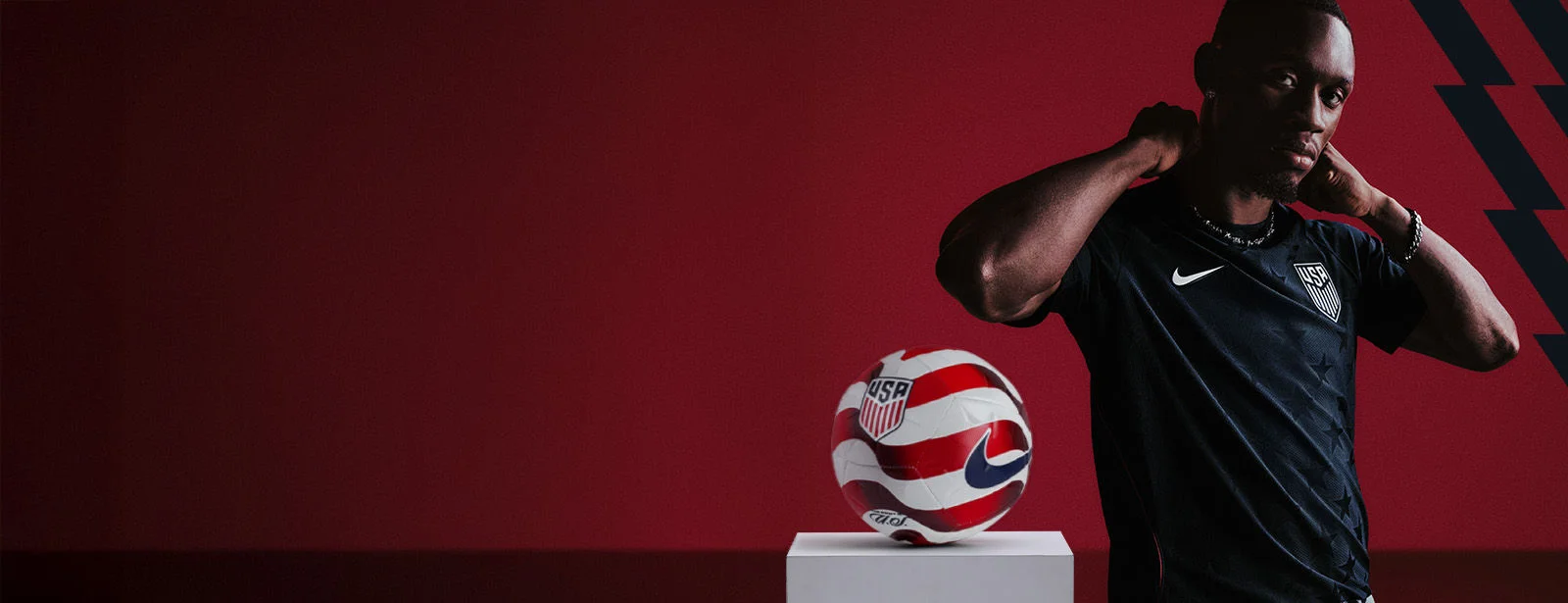 USA Soccer jersey and ball.