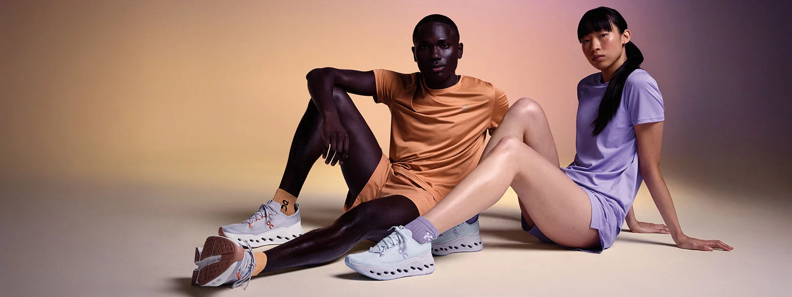 Woman running outside on a bridge. 