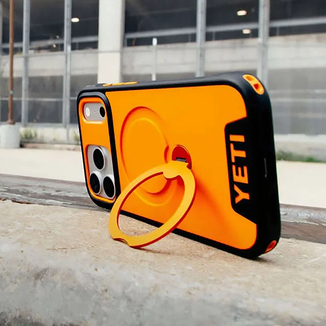 Orange YETI phone case with ring stand