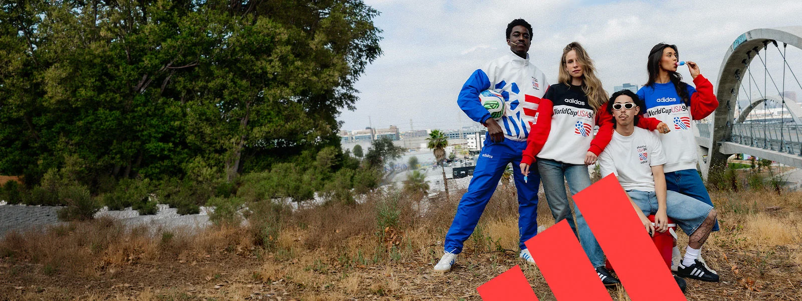 Athletes outdoors wearing adidas gear.