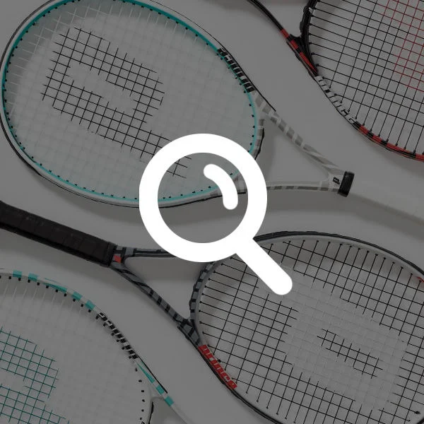 tennis racquets with search icon