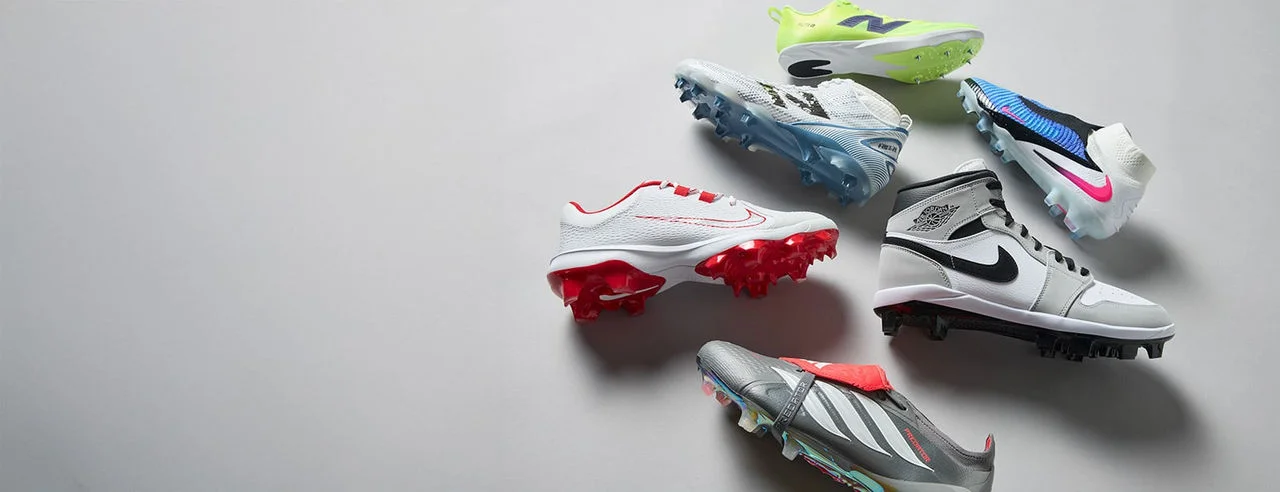 Pile of cleats from top brands. 