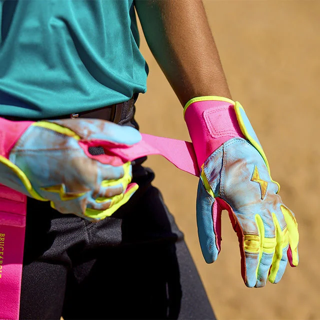 Batting gloves.