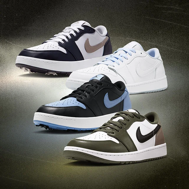 Collection of Jordan golfing footwear.