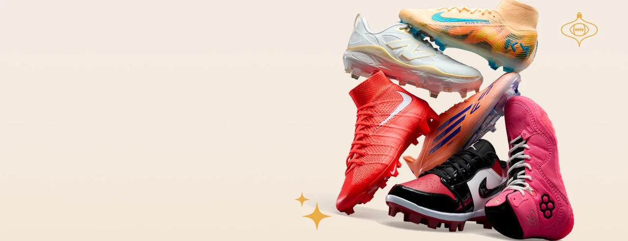 Pile of cleats from top brands. 