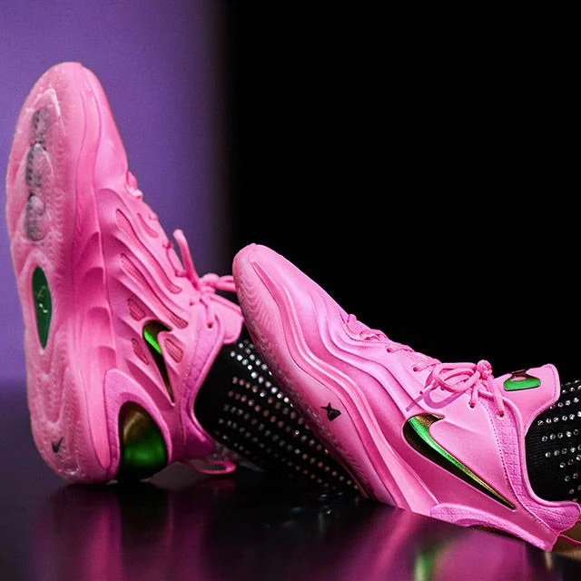 Basketball footwear in studio background.