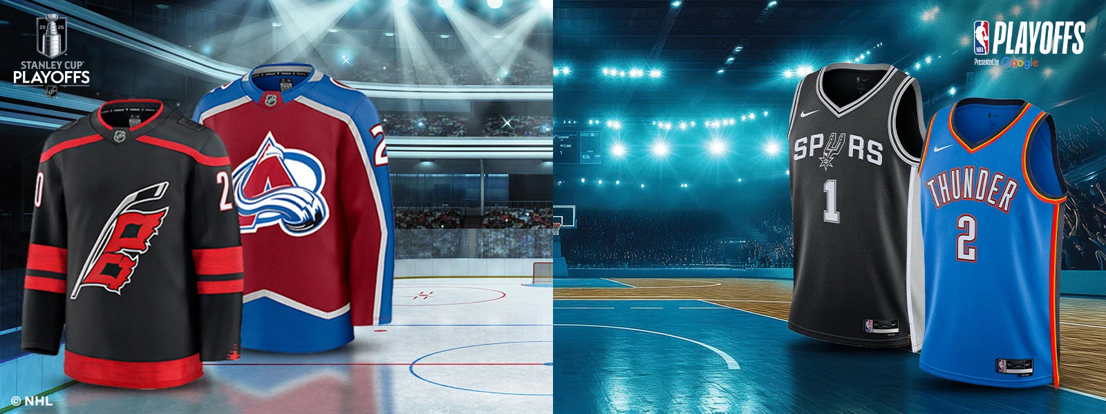 NHL Stanley Cup playoffs. NBA Playoffs presented by Google.