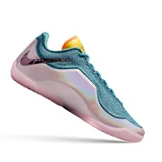 Teal and iridescent Nike shoe.