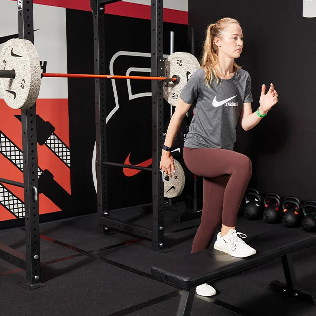 A woman working out.