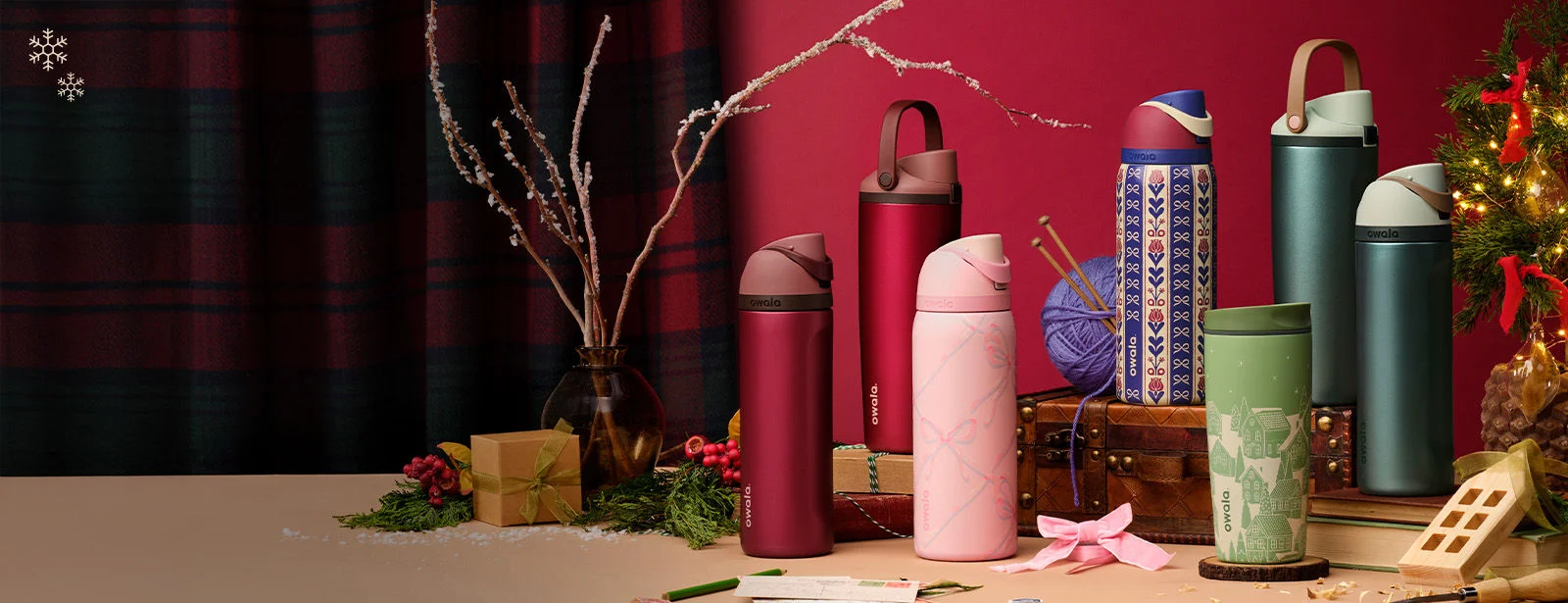 Drinkware in holiday evnironment.