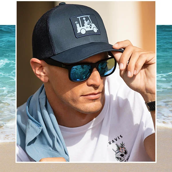 A man wearing sunglasses and a hat.