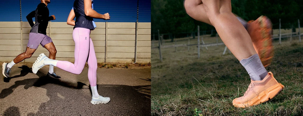 People running in On running shoes.