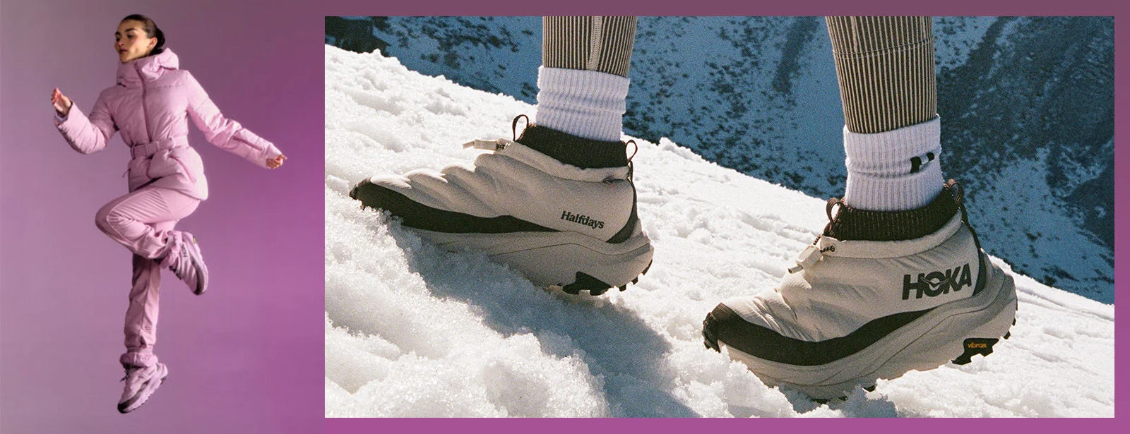 Woman in snow outfit and boots. 