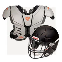 Football shoulder pads and helmet set.