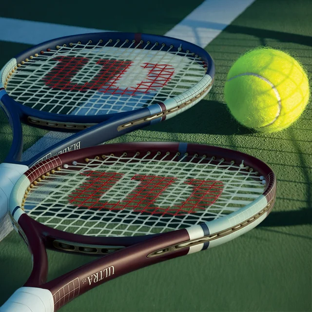 Tennis racquets on court
