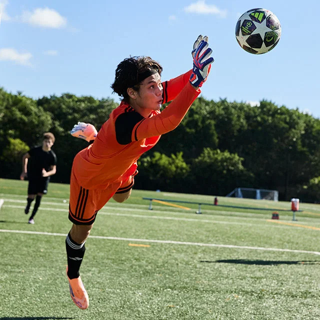 Soccer goalkeeper making a save.