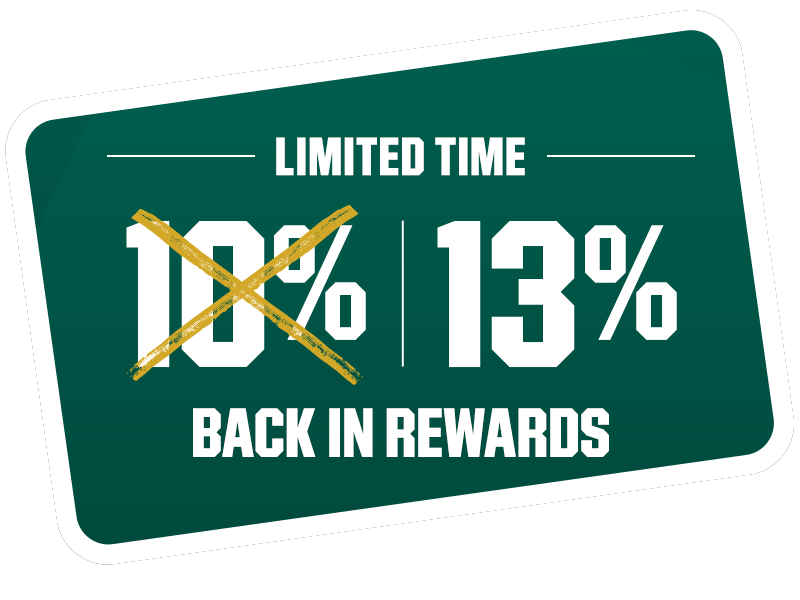 Limited Time. 13% back in rewards.