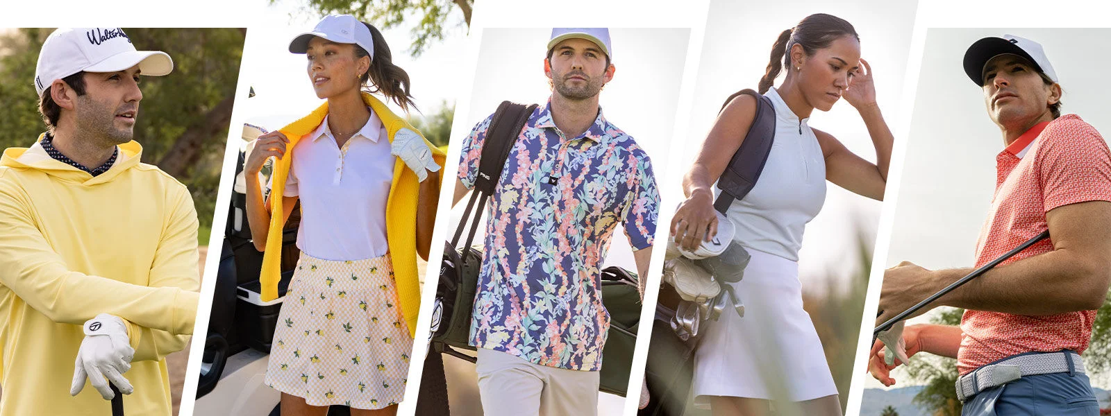 Male and female golfers.