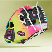 Colorful Rawlings baseball glove on display