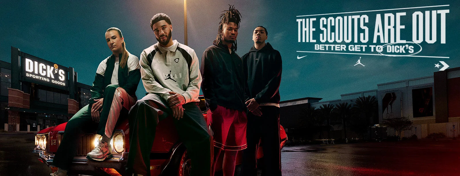 Scouts Are Out. Nike, Jordan, Converse logos.