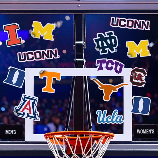 Basketball board with NCAA logos.
