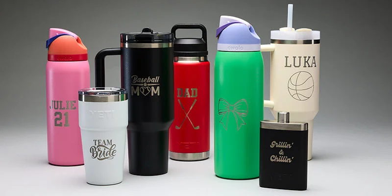 Collection of custom drinkware.