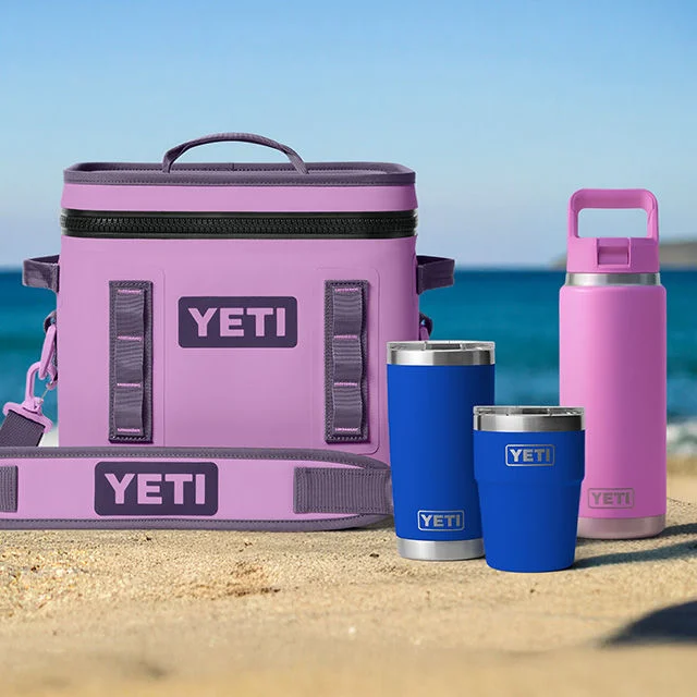 YETI gear on a beach.