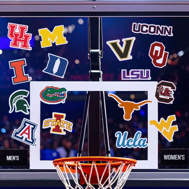 Basketball board with NCAA logos.