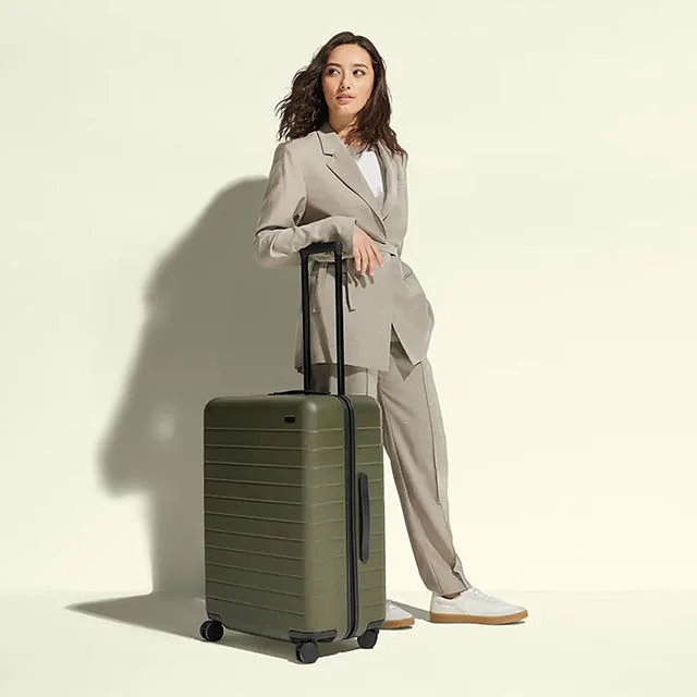 Woman with away luggage.