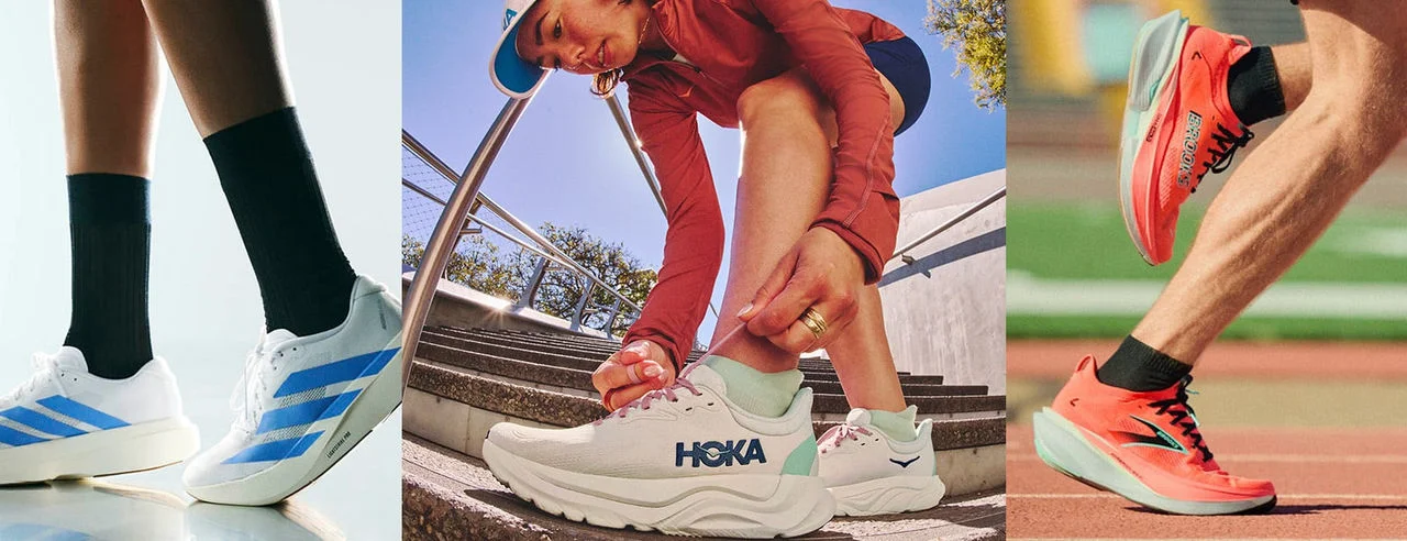 Collection of running shoes from top brands 