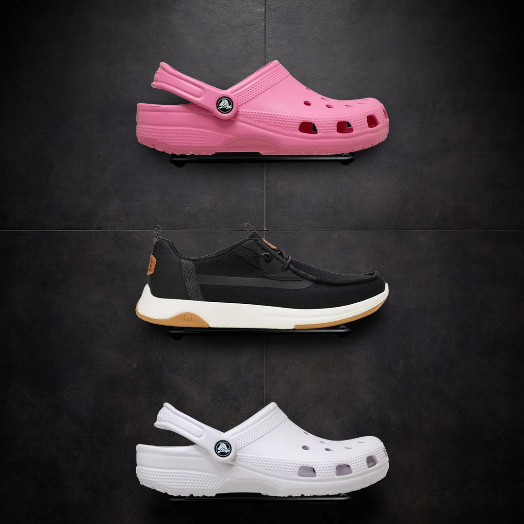 Footwear in studio environment.