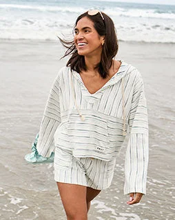 Woman in swim outfit.
