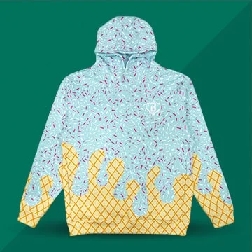 Ice cream themed hoodie.