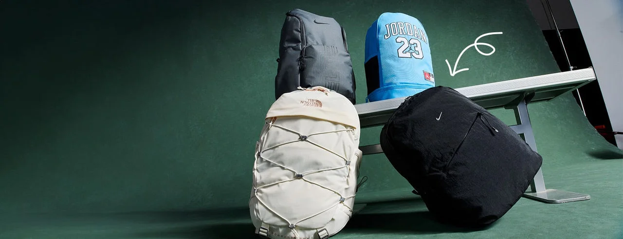Four backpacks from different brands. 